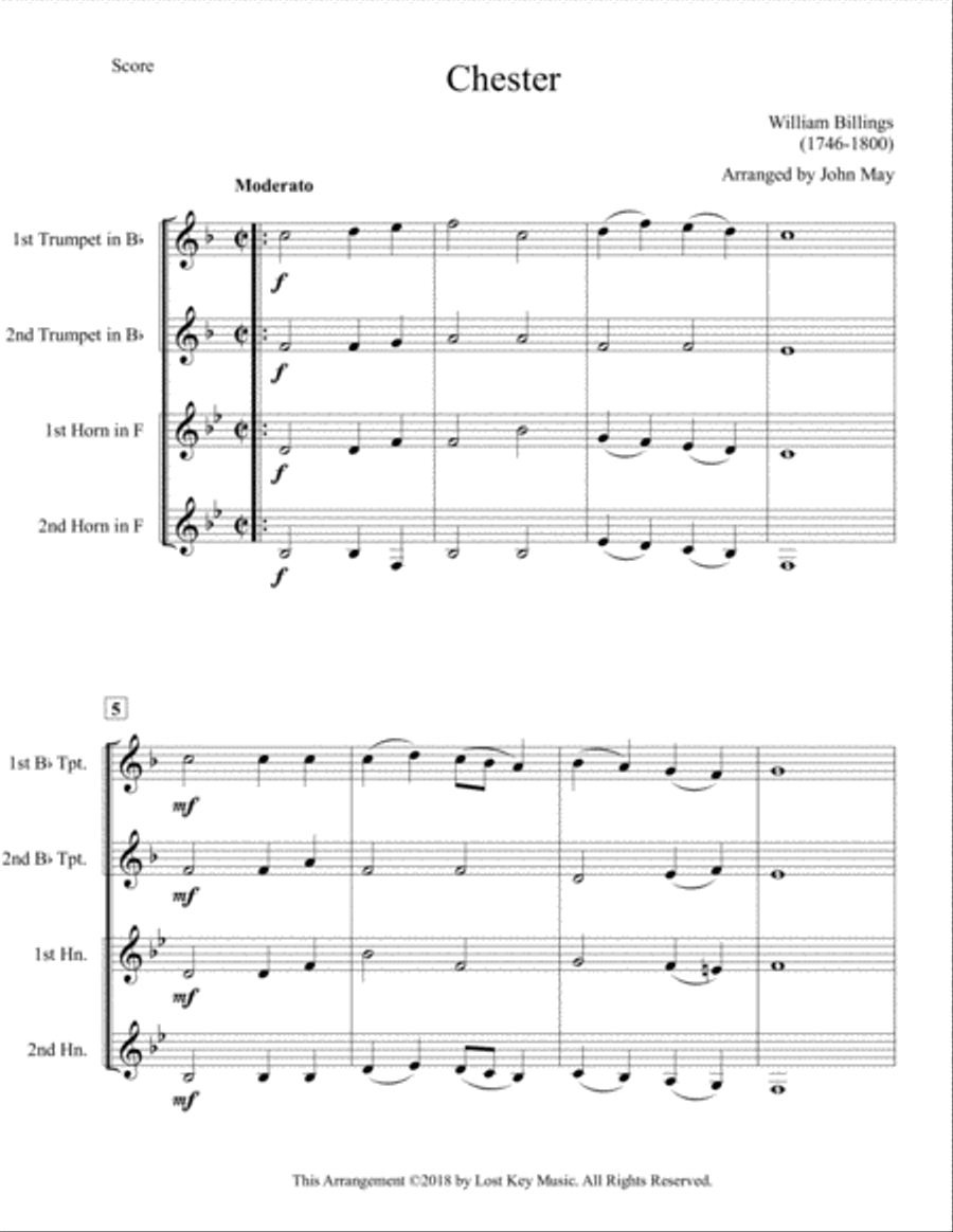 Chester-Two Trumpets in Bb and Two Horns in F Brass Ensemble scores gallery preview page 6