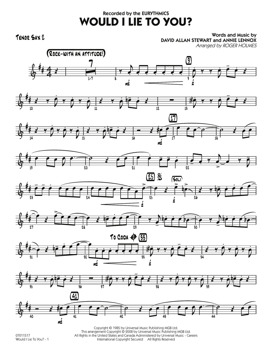 Would I Lie to You? - Tenor Sax 2 Jazz Ensemble scores gallery preview page 1