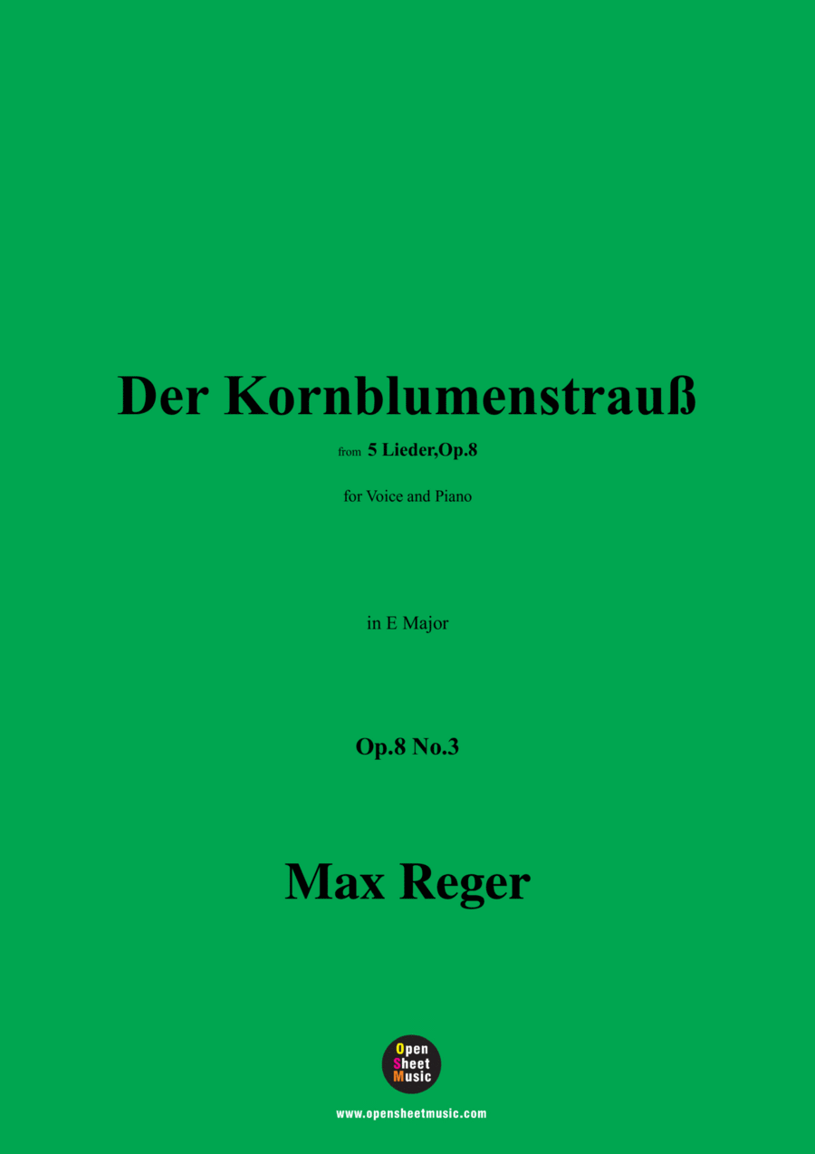 M. Reger-Der Kornblumenstrauß,in E Major,Op.8 No.3 Voice scores gallery preview page 1