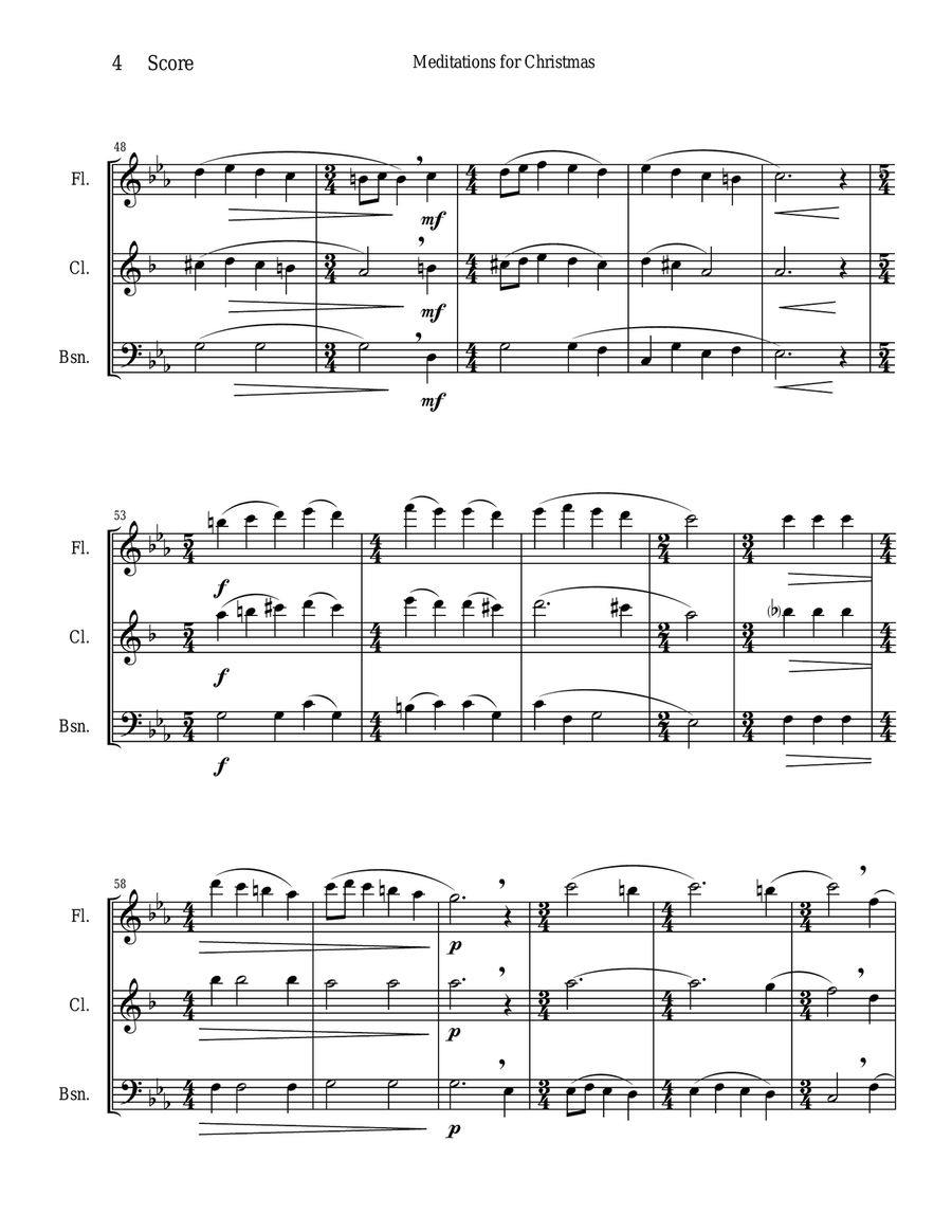 Meditations for Christmas, Russian Chant for Flute, Clarinet, and Bassoon Trio Woodwind Trio scores gallery preview page 4