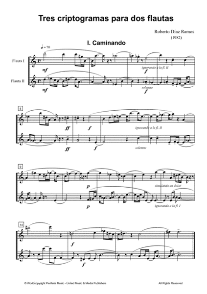 Tres criptogramas for Flute Duet