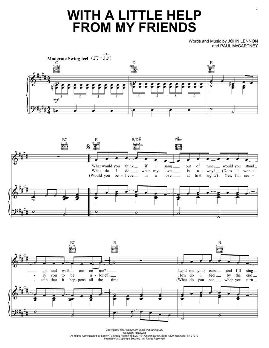 With A Little Help From My Friends Acoustic Guitar scores gallery preview page 1