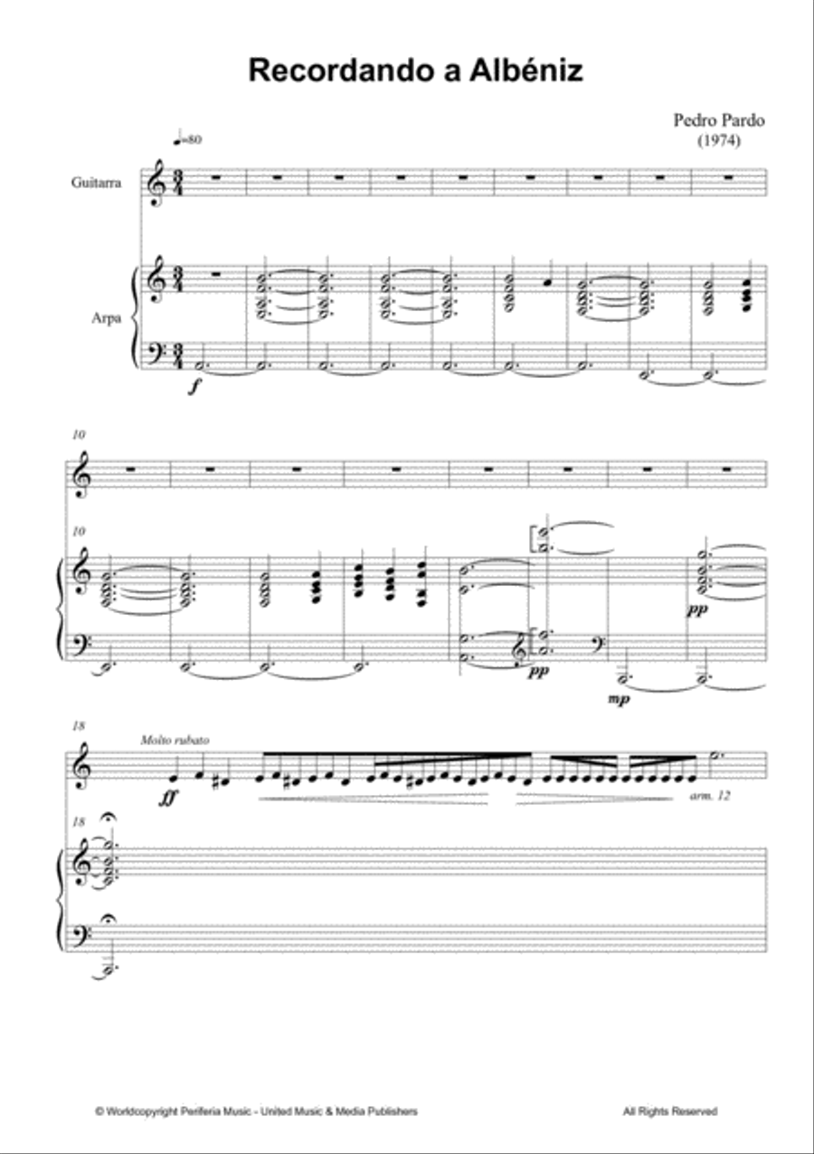 Recordando a Albéniz for Guitar and Harp Harp scores gallery preview page 2