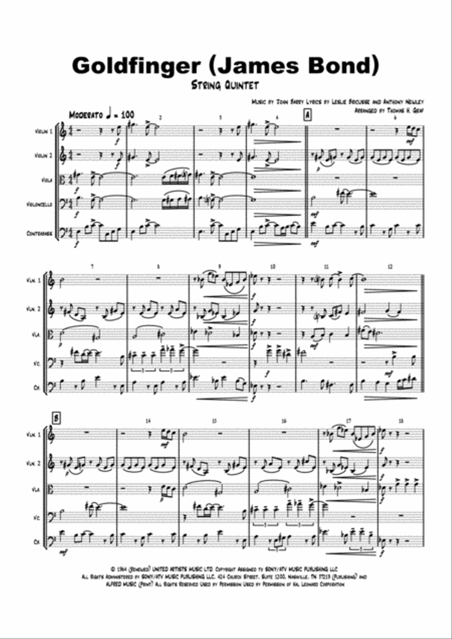 Goldfinger String Quartet scores gallery preview page 1