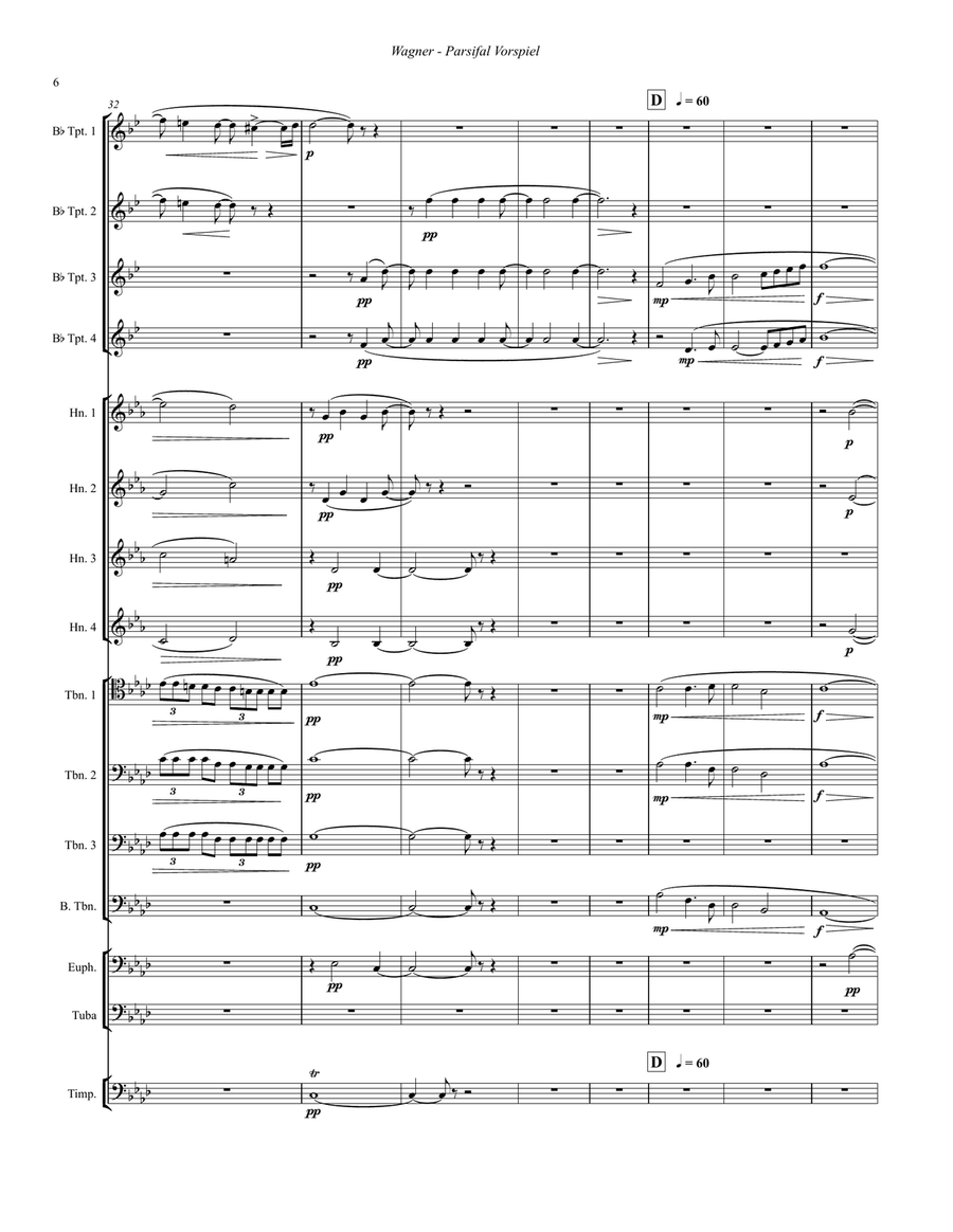 Parsifal Vorspiel (Prelude) for Large Brass Ensemble & Timpani Brass Ensemble scores gallery preview page 6