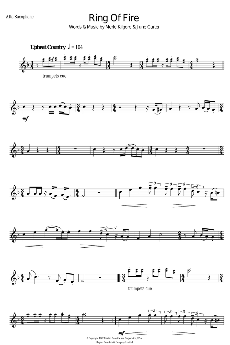 Ring Of Fire Alto Saxophone scores gallery preview page 1