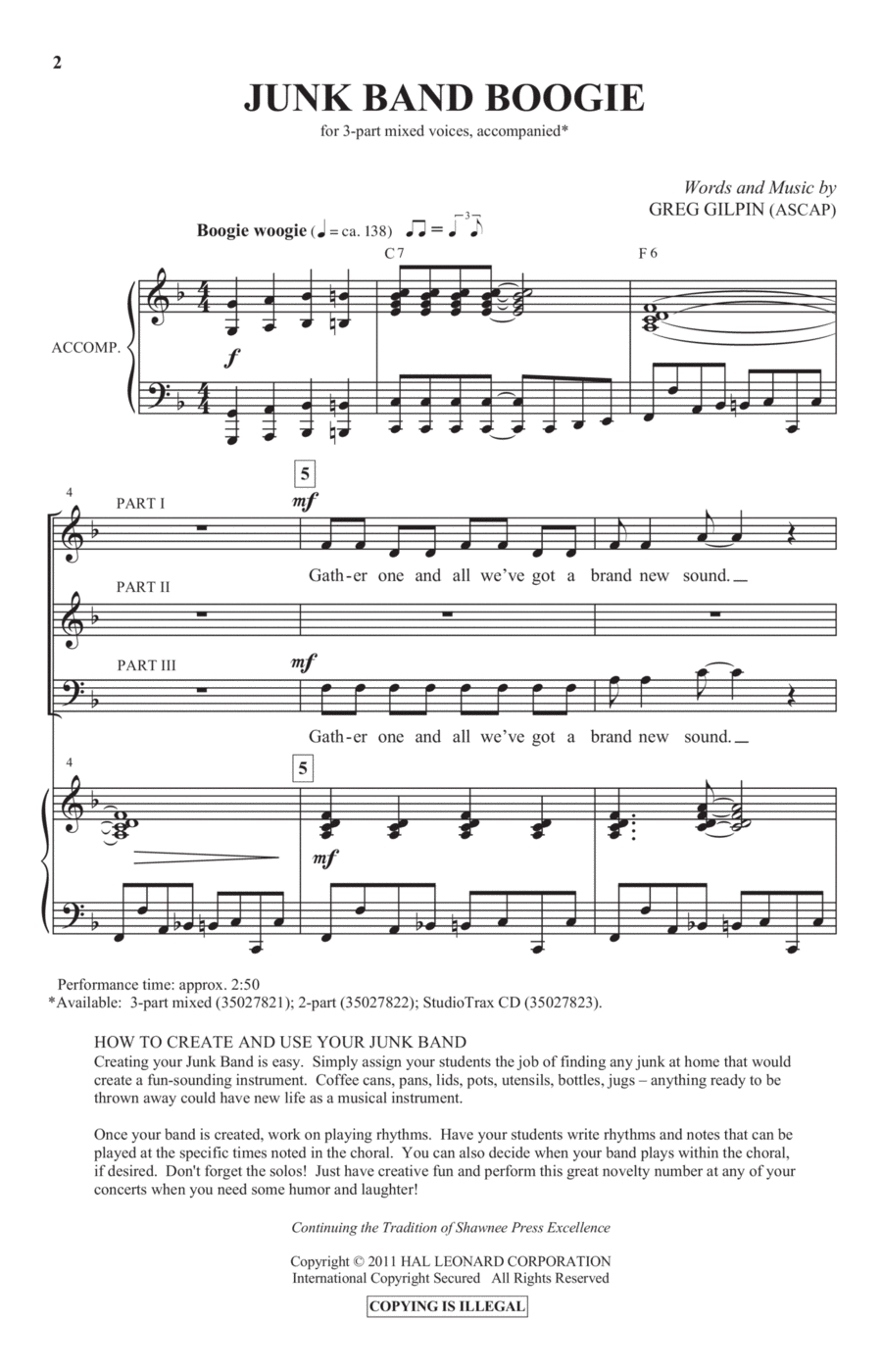Junk Band Boogie 3-Part scores gallery preview page 1
