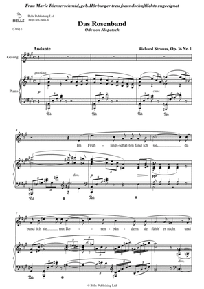 Book cover for Das Rosenband, Op. 36 No. 1 (Original key. A Major)