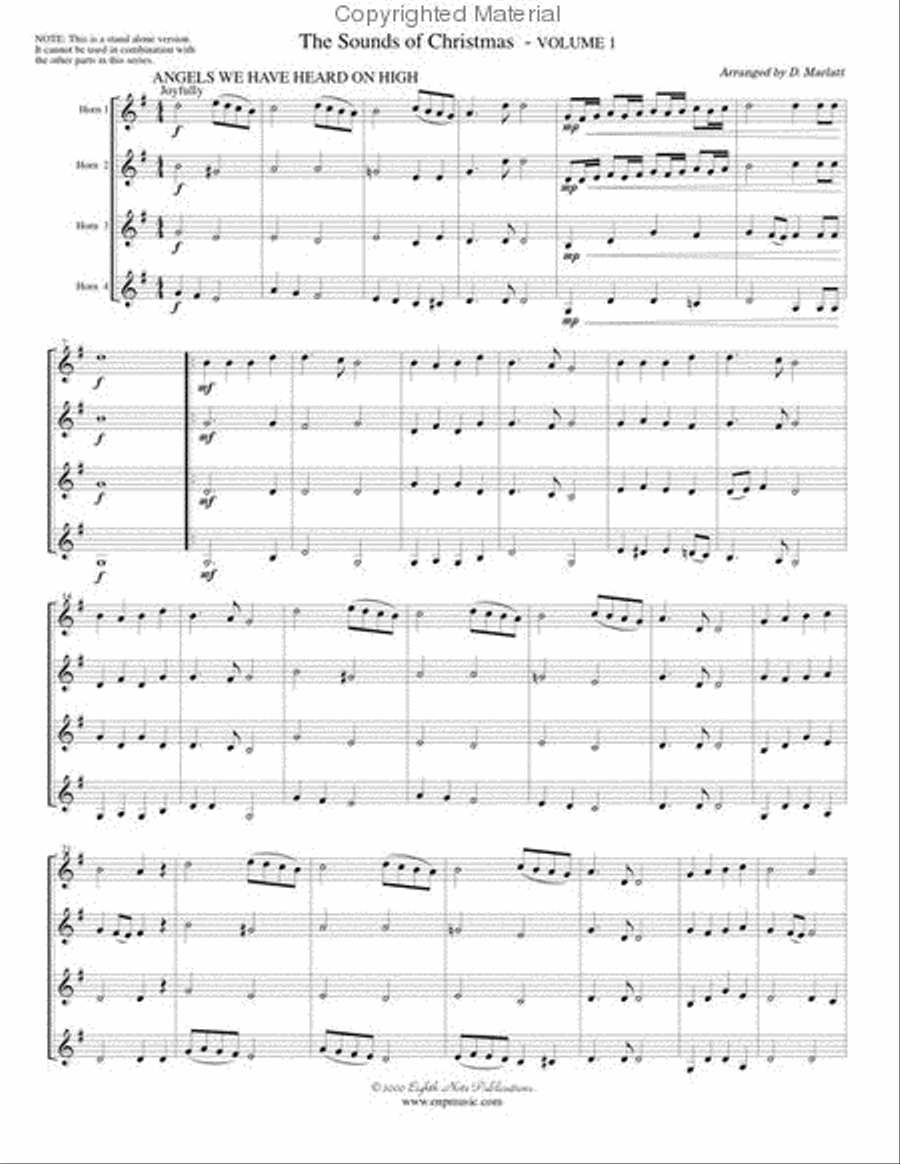 The Sounds of Christmas (stand alone version), Volume 1 French Horn Quartet scores gallery preview page 2