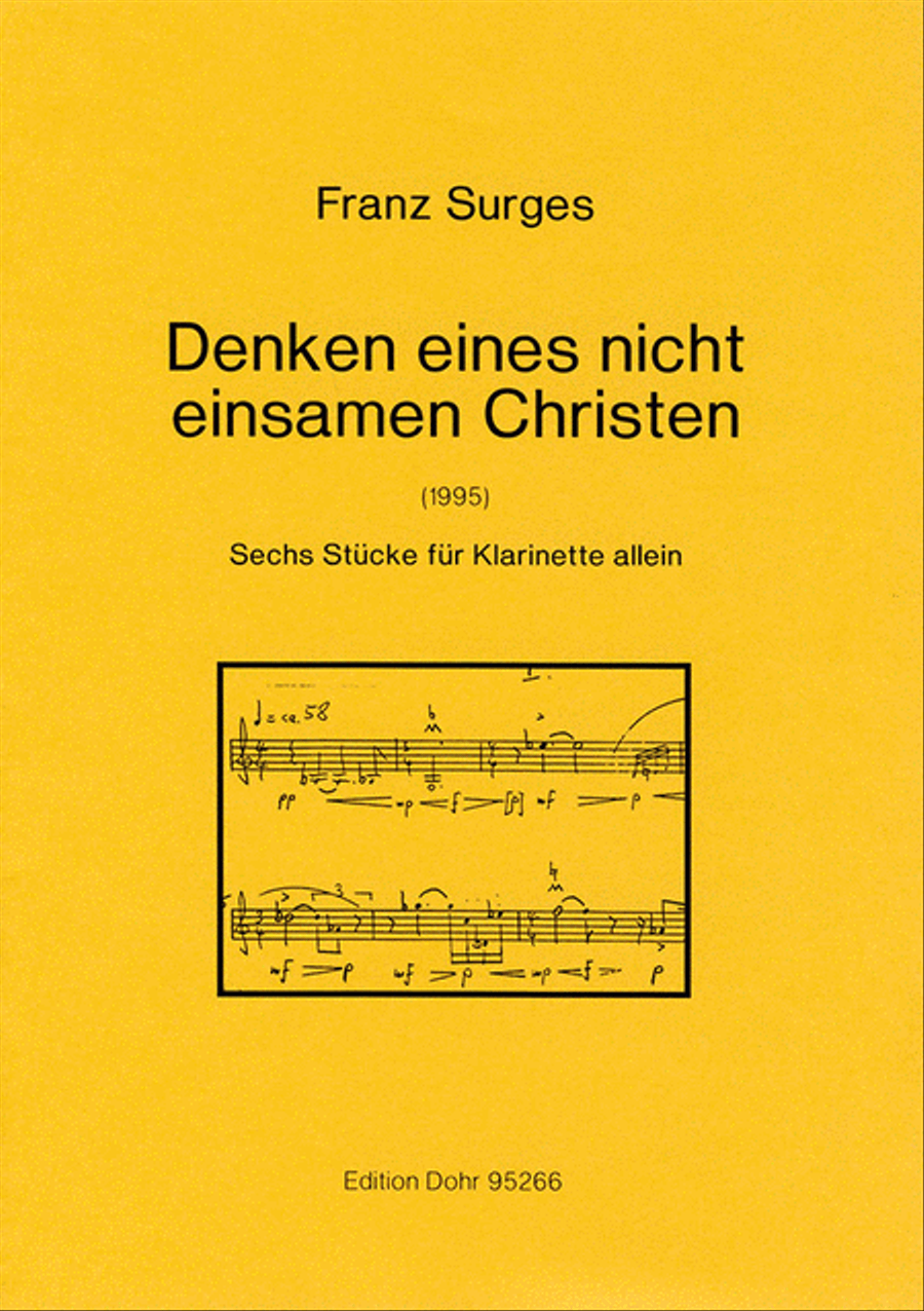 Denken eines nicht einsamen Christen (1995) -Sechs Stücke für Klarinette allein- Clarinet Solo scores gallery preview page 1