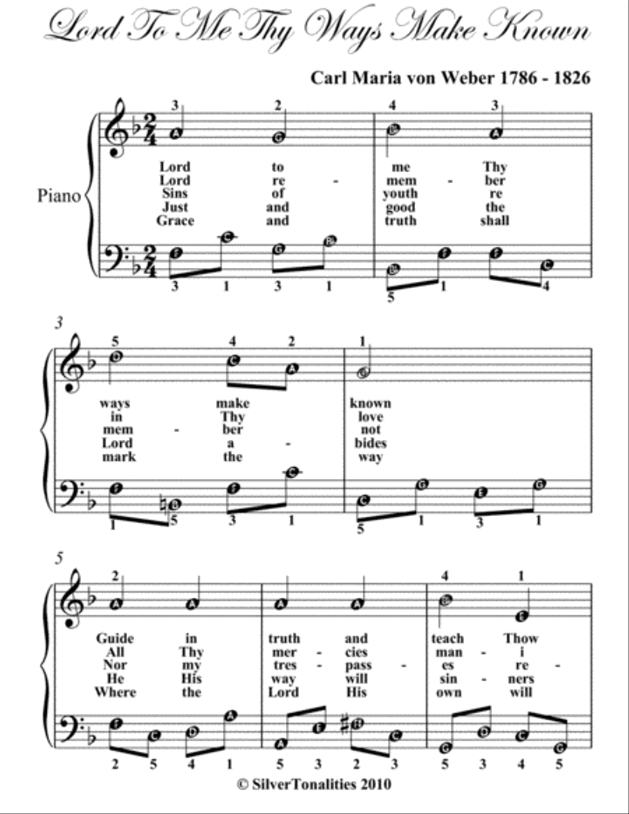 Lord to Me Thy Ways Are Known Easy Piano Sheet Music Easy Piano scores gallery preview page 2