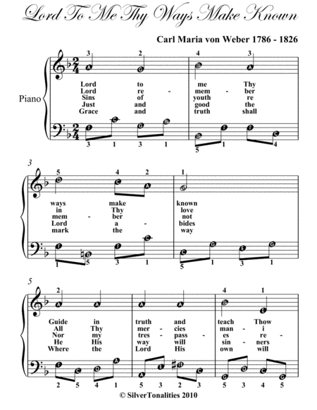 Lord to Me Thy Ways Are Known Easy Piano Sheet Music