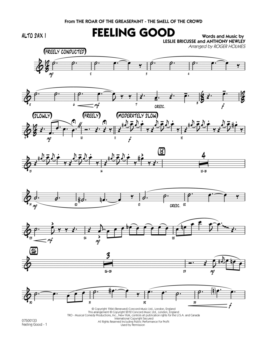Feeling Good - Alto Sax 1 Jazz Ensemble scores gallery preview page 1