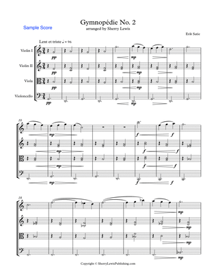 GYMNOPÉDIE NO.2 String Quartet, Intermediate Level for 2 violins, viola and cello