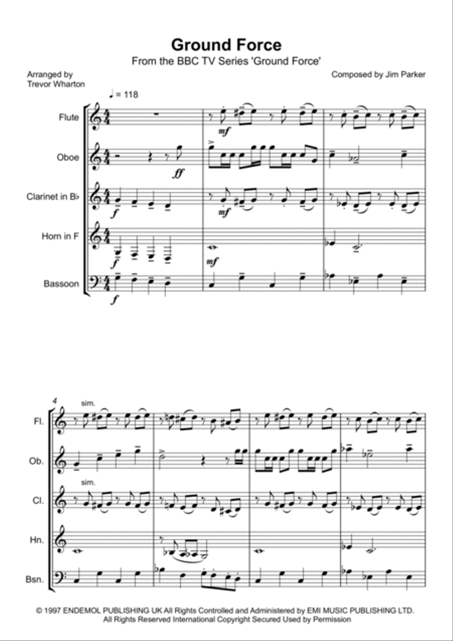 Ground Force Theme Woodwind Quintet scores gallery preview page 2