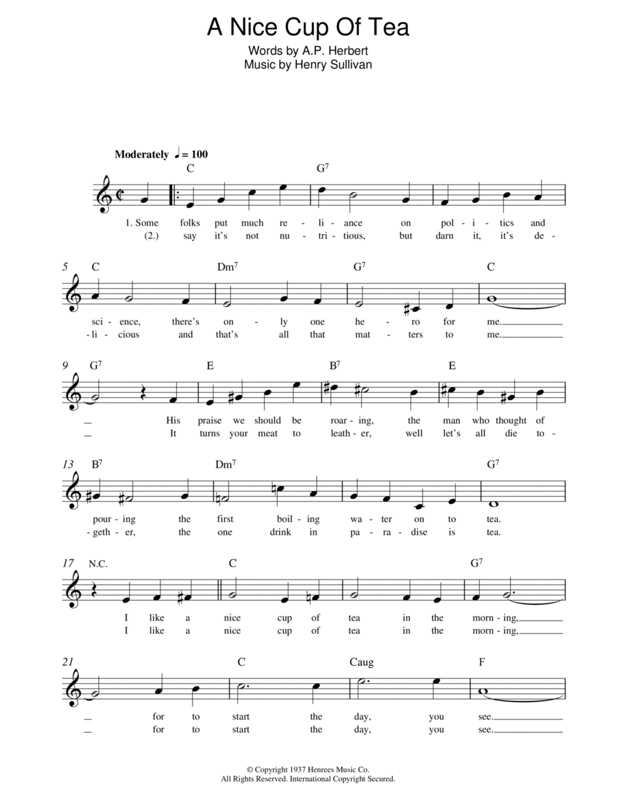 A Nice Cup Of Tea A Nice Cup Of Tea Piano scores gallery preview page 1