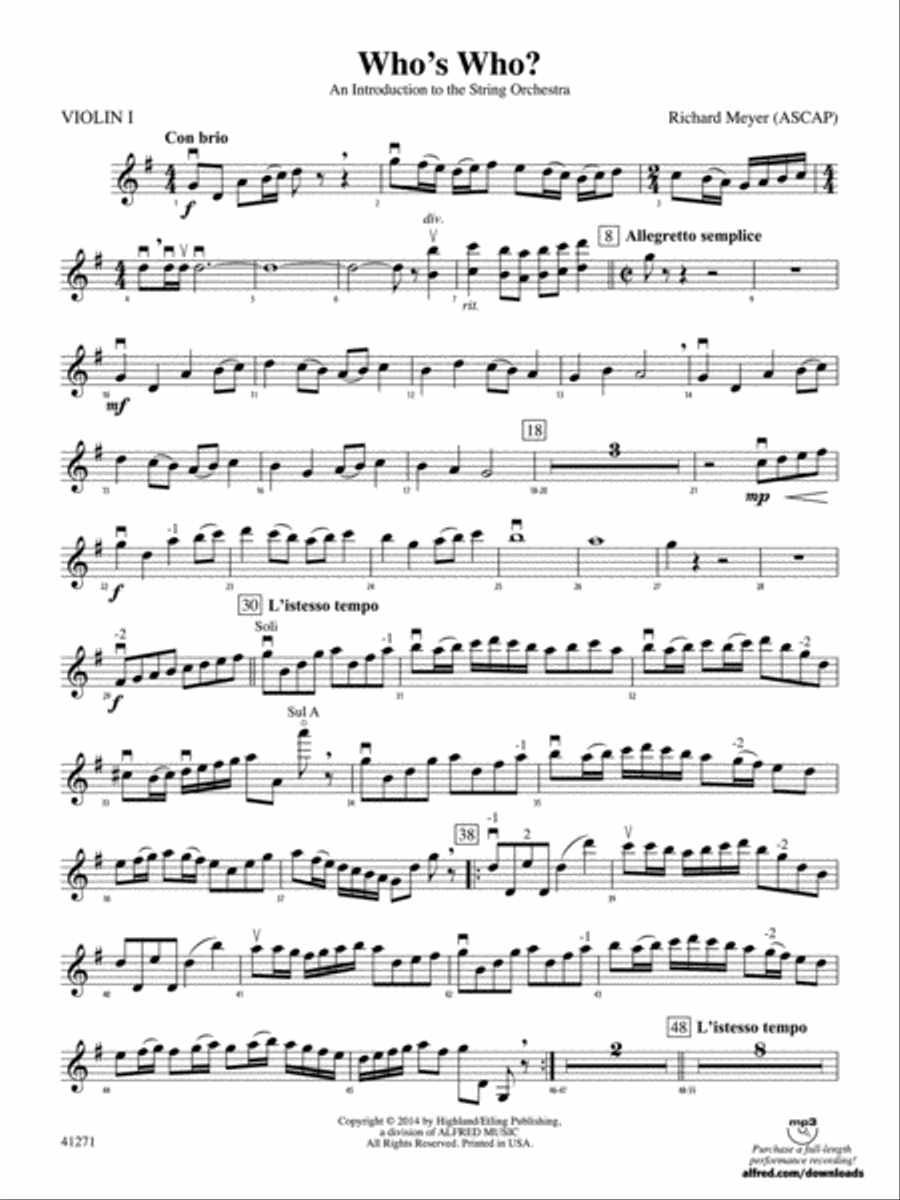 Who's Who?: 1st Violin Who's Who?: 1st Violin String Orchestra scores gallery preview page 1
