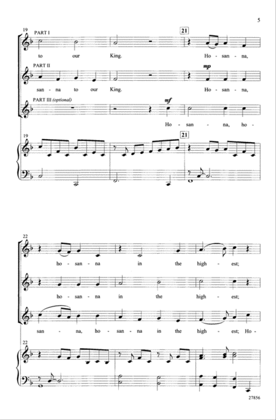 Hosanna Processional (A Palm Sunday Canon) 3-Part scores gallery preview page 5