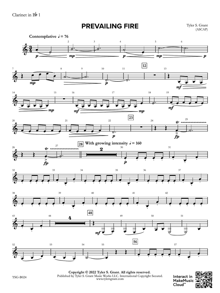 Prevailing Fire: 1st B-flat Clarinet