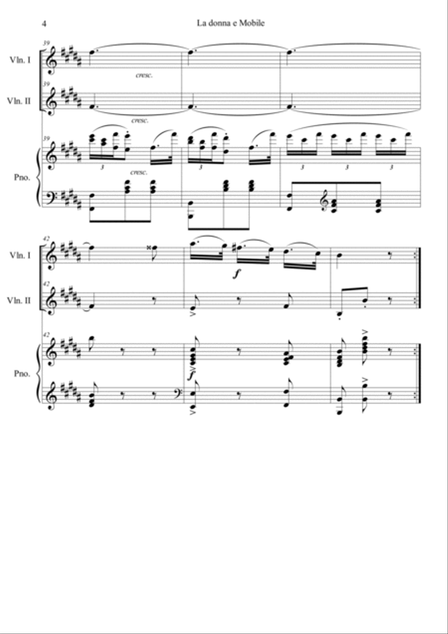 La donna e Mobile from Opera Rigoletto Piano Trio scores gallery preview page 4