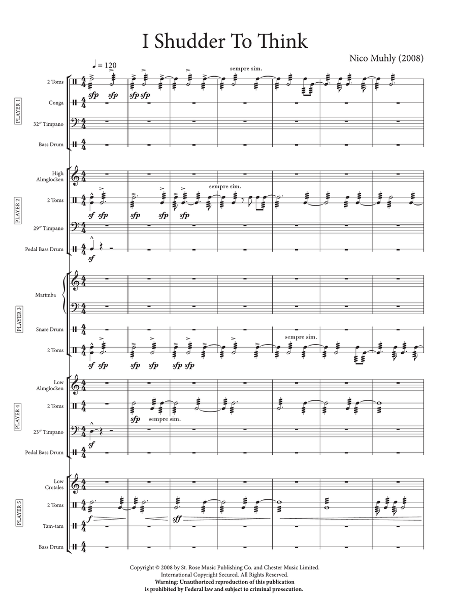 I Shudder To Think (Score and Parts) Percussion Ensemble scores gallery preview page 1