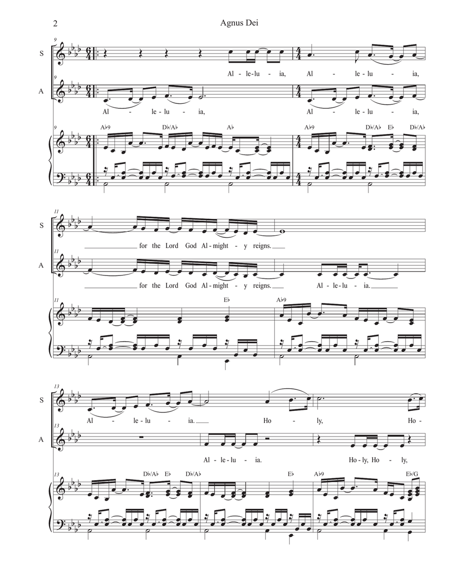 Medley: Agnus Dei with How Great Thou Art Alto Voice scores gallery preview page 2