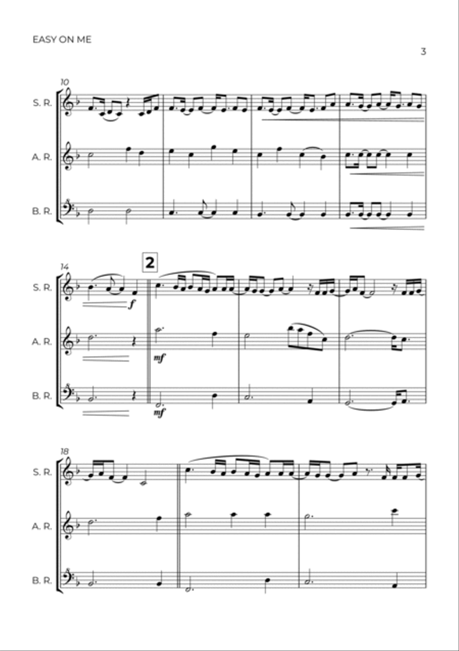 Easy On Me Soprano Recorder scores gallery preview page 3