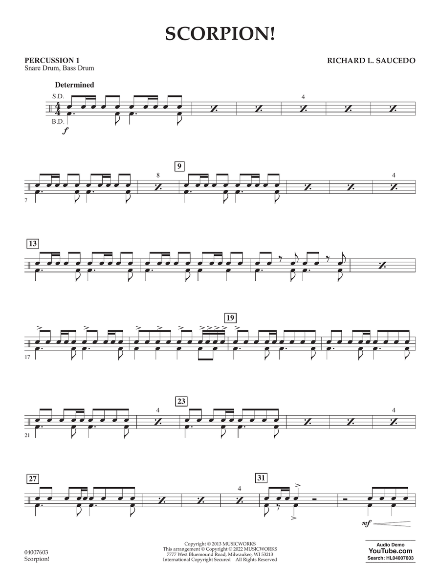 Scorpion! - Percussion 1 Scorpion! - Percussion 1 Concert Band scores gallery preview page 1
