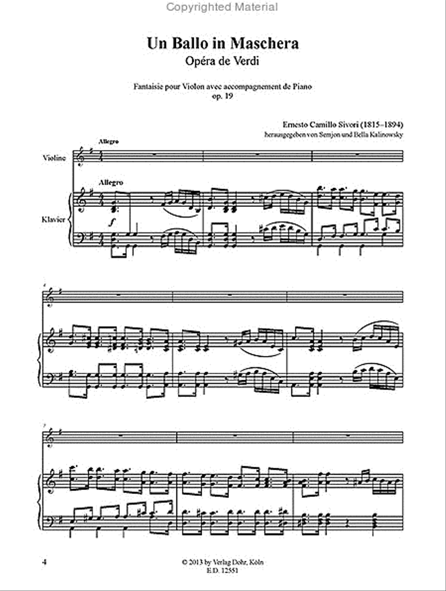 Un Ballo in Maschera (Opéra de Verdi) - Fantaisie für Violine und Klavier op. 19 Violin Solo scores gallery preview page 2