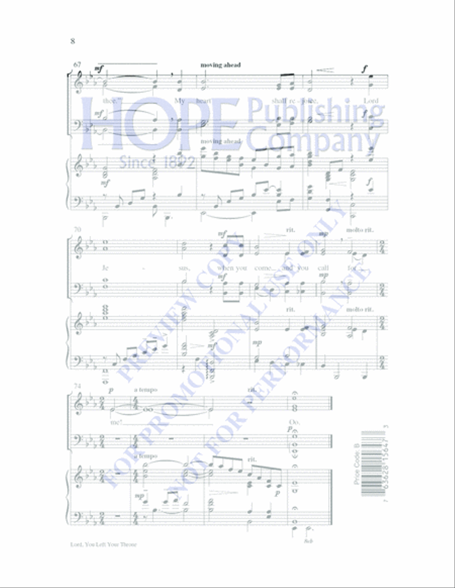 Lord, You Left Your Throne 4-Part scores gallery preview page 8