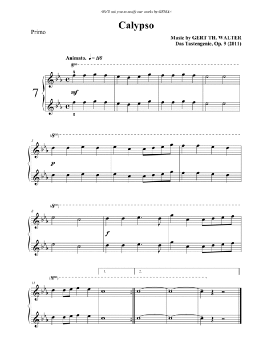 Calypso 1 Piano, 4-Hands scores gallery preview page 2