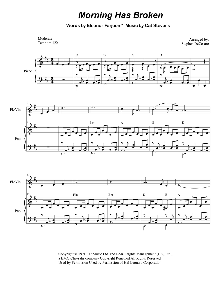Morning Has Broken Morning Has Broken Flute scores gallery preview page 1