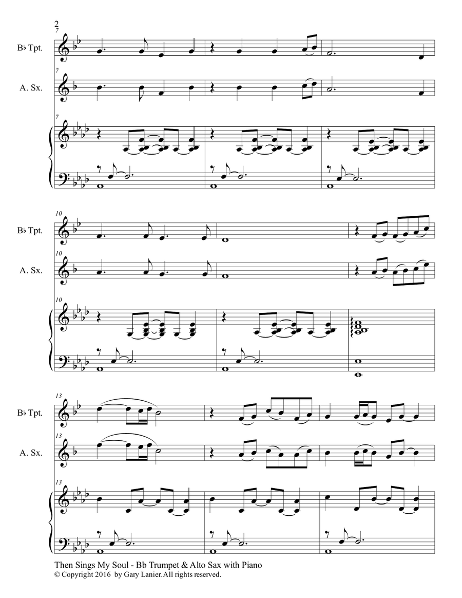 Trios for 3 GREAT HYMNS (Bb Trumpet & Alto Sax with Piano and Parts) Alto Saxophone scores gallery preview page 3
