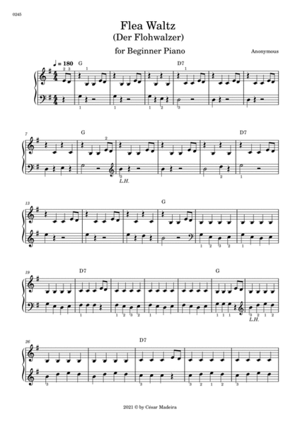 Flea Waltz (Der Flohwalzer) - Easy Piano (W/Chords) image number null