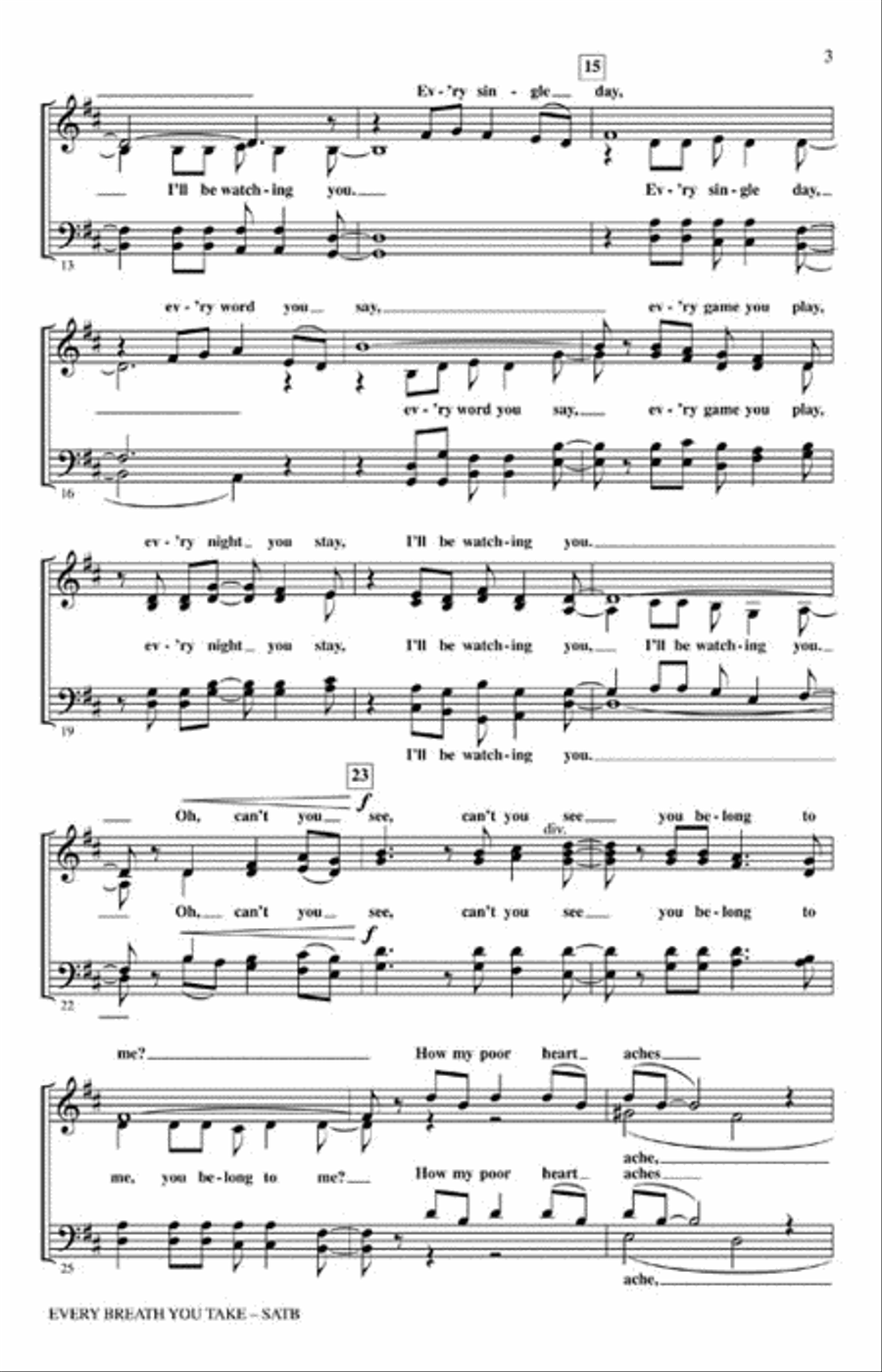 Every Breath You Take 4-Part scores gallery preview page 3