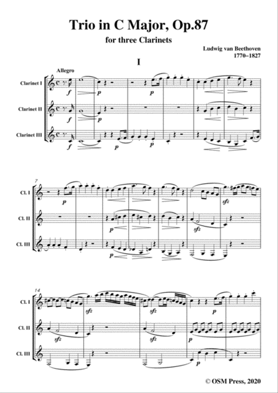 Beethoven-Trio in C Major,Op.87,for three Clarinets Clarinet Solo scores gallery preview page 3