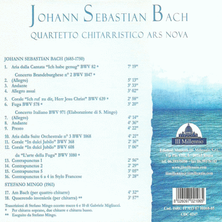 Johann Sebastian Bach: Quartetto Chitarristico Ars Nova