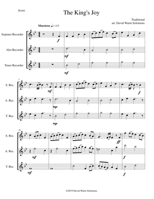 Book cover for The King's Joy for recorder trio (soprano, alto, tenor)