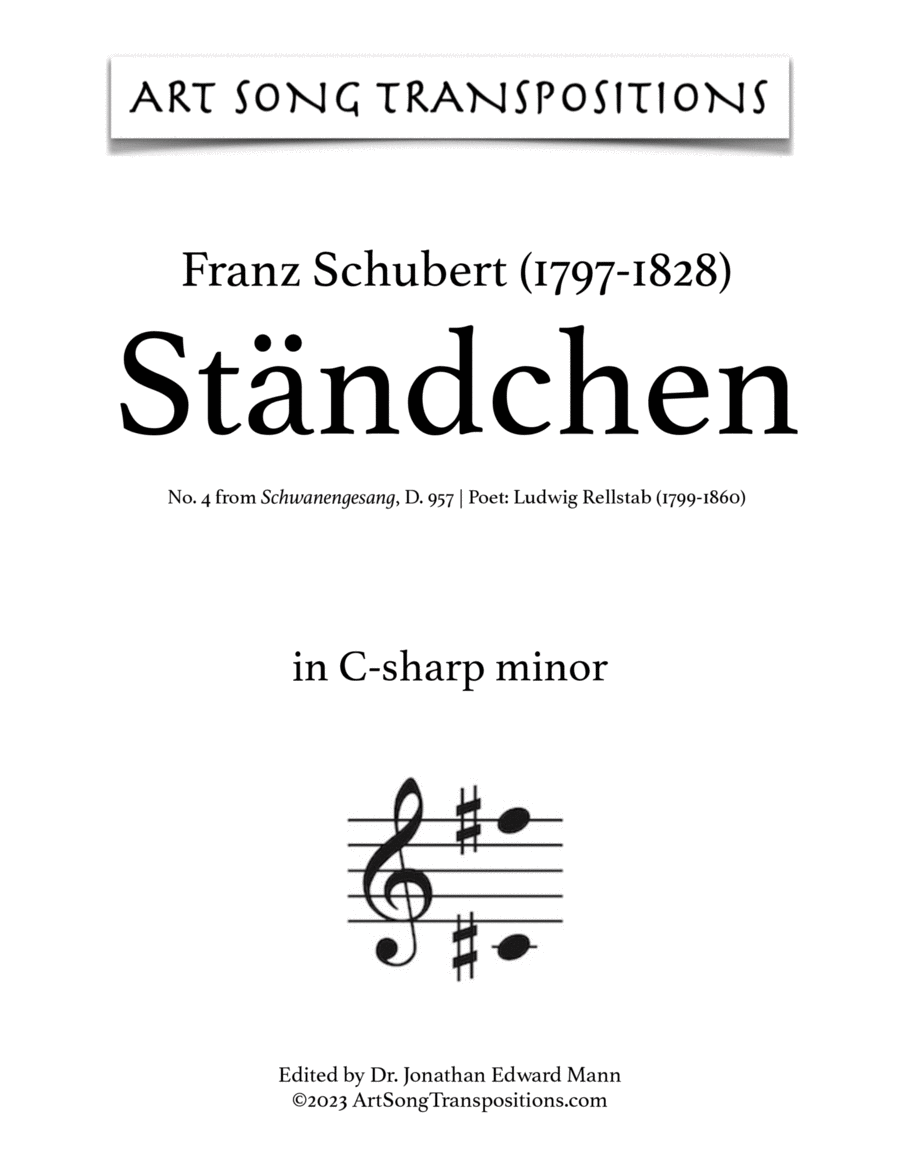 SCHUBERT: Ständchen, D. 957 no. 4 (transposed to C-sharp minor and C minor) Voice scores gallery preview page 1