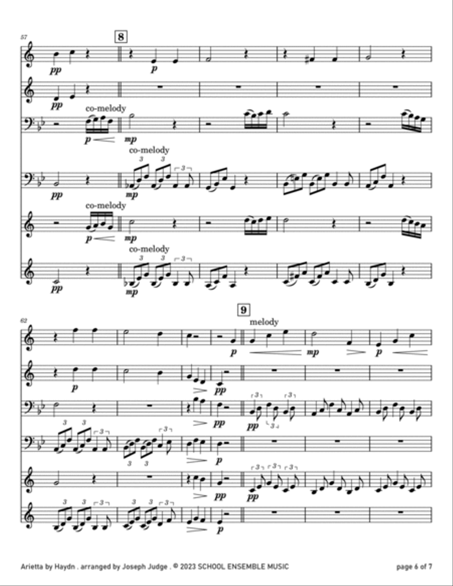 Arietta by Haydn for Brass Quartet in Schools Brass Quartet scores gallery preview page 6