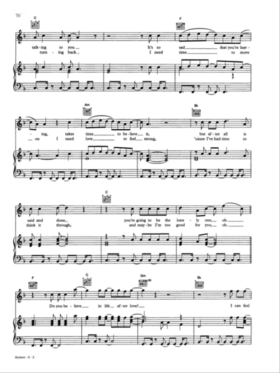 Believe Piano, Vocal, Guitar scores gallery preview page 2