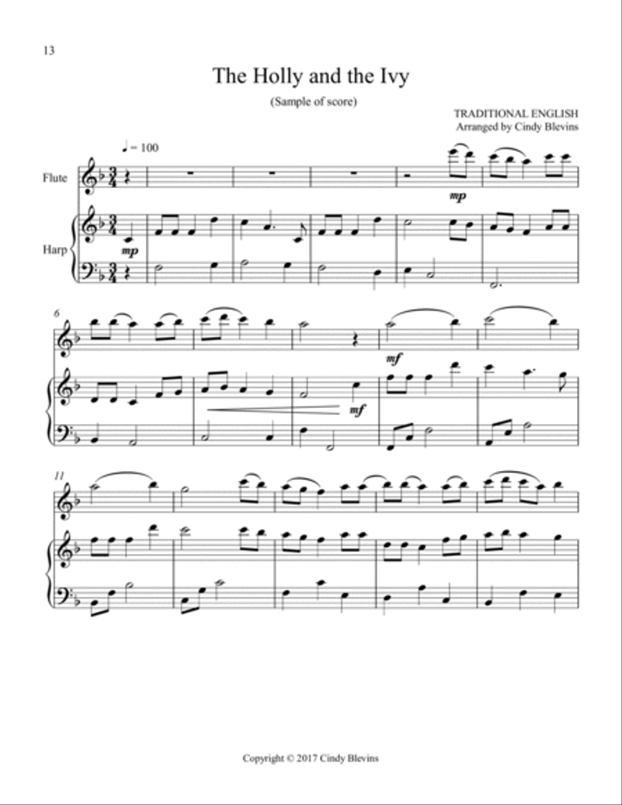Harp and Flute, Christmas, Set 6 Flute scores gallery preview page 4