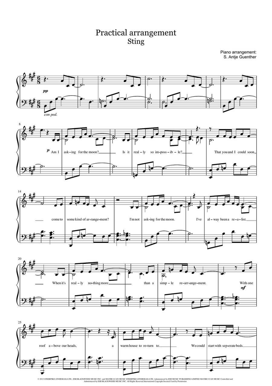 Practical Arrangement Piano Solo scores gallery preview page 1