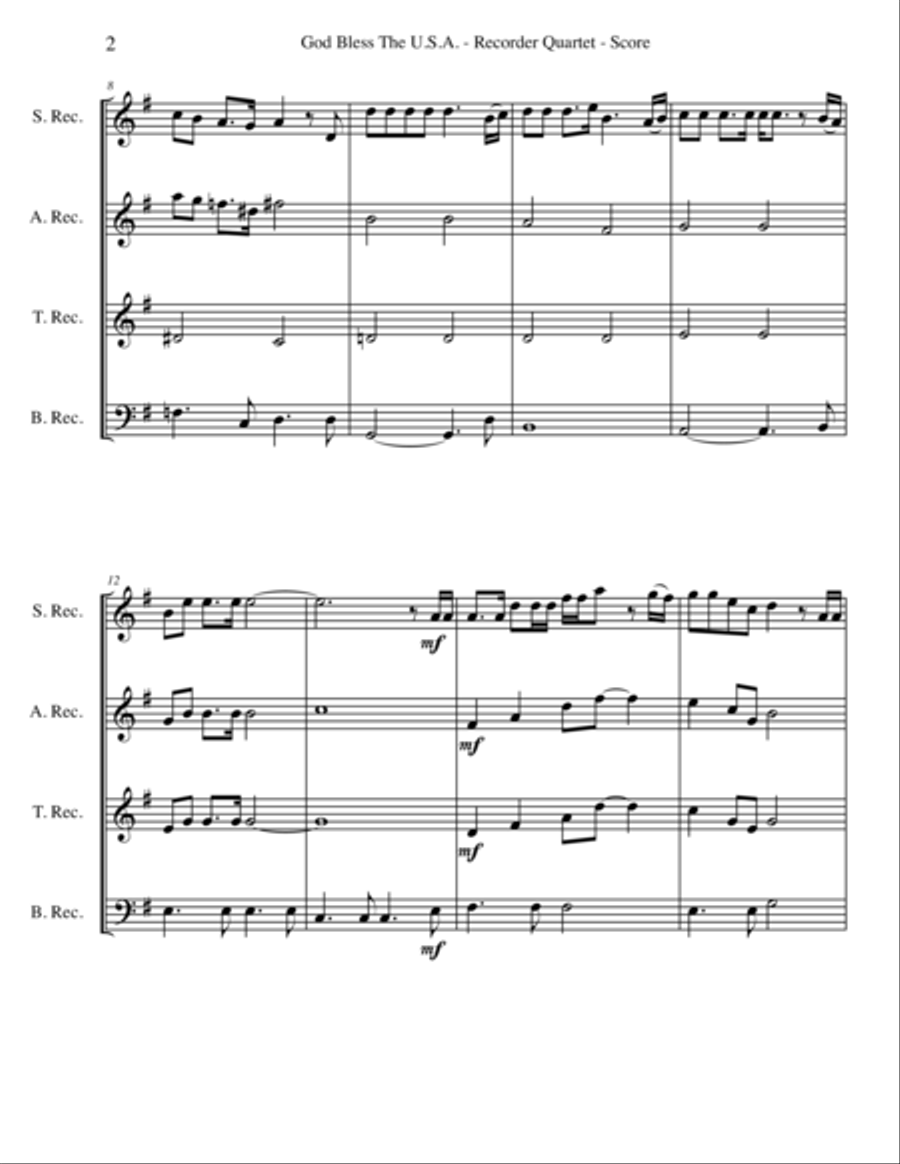 God Bless The U.S.A. Woodwind Quartet scores gallery preview page 2