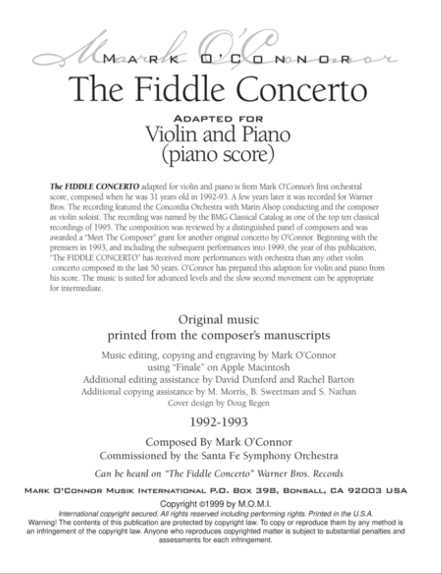 The Fiddle Concerto (piano score – violin and piano) Violin Solo scores gallery preview page 3