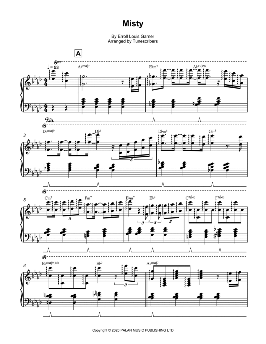 Misty Piano Solo scores gallery preview page 1