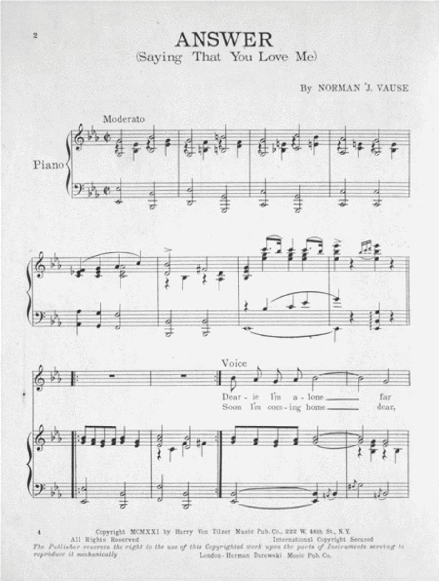 Answer (Saying That You Love Me) Voice scores gallery preview page 2