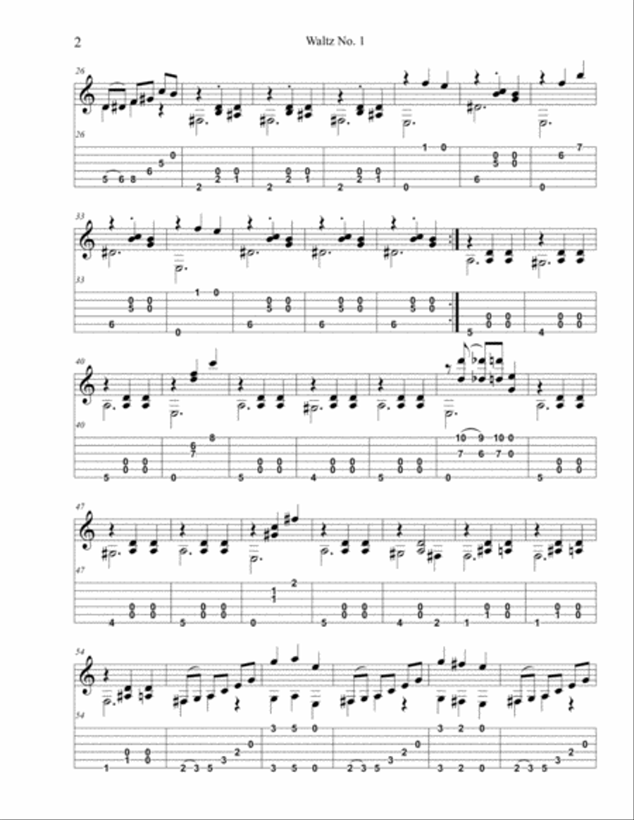 Waltz No. 1 Classical Guitar scores gallery preview page 2