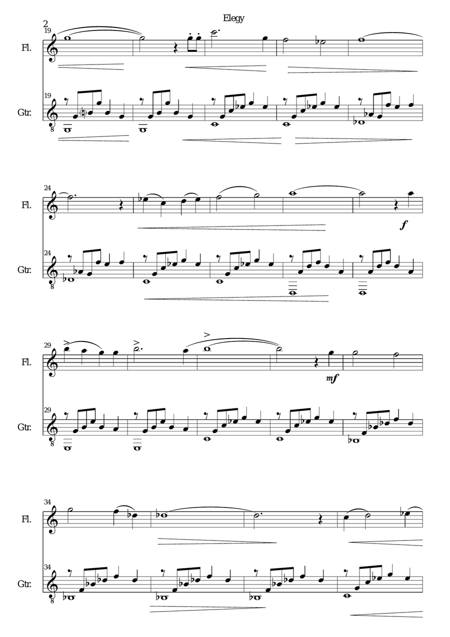 Elegy for flute and guitar Flute scores gallery preview page 2