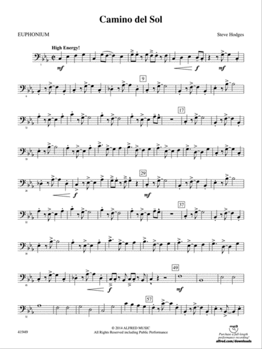 Camino del Sol: Baritone B.C. Concert Band scores gallery preview page 1